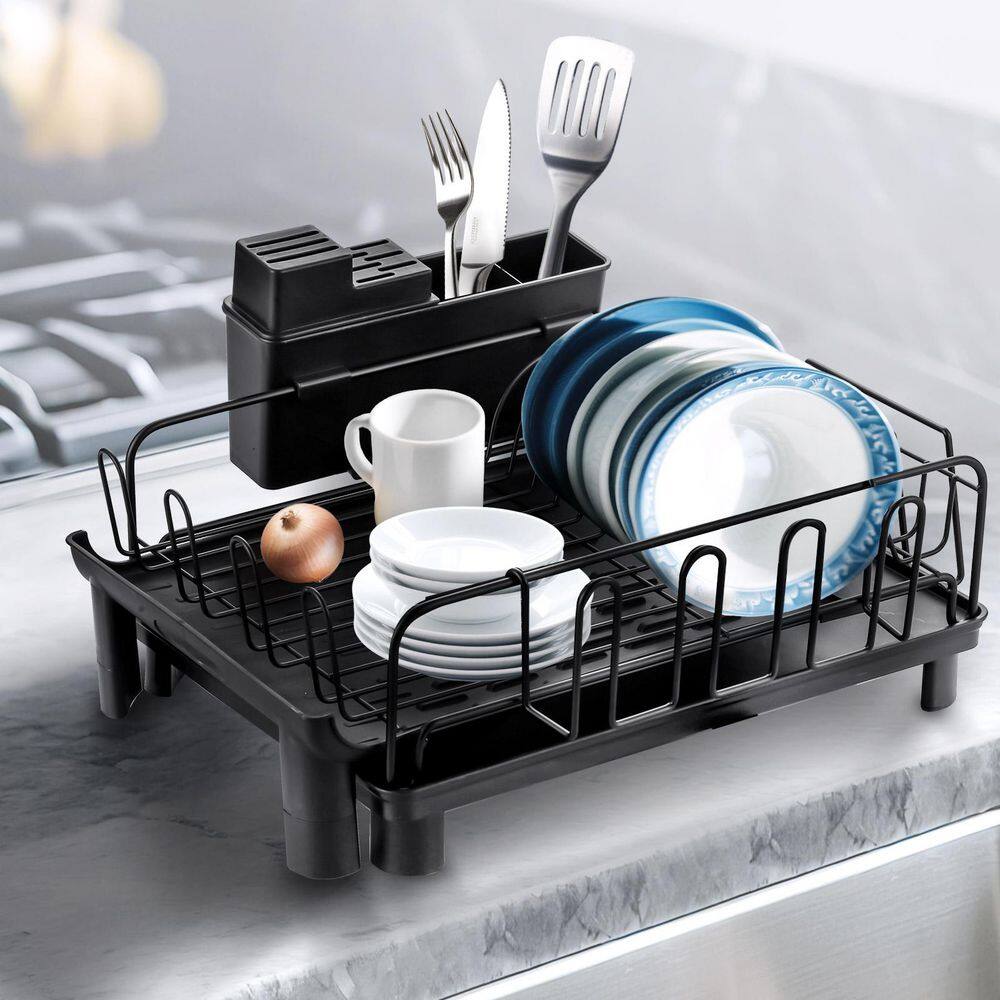 Adjusted Stainless Steel Standing Dish Rack in Black AR831009B - The ...