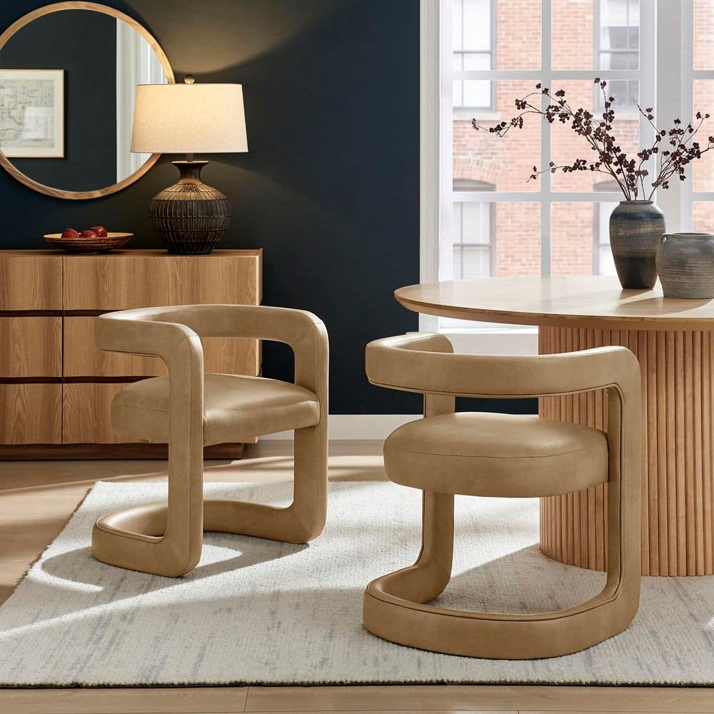 MODWAY Winslow Premium Vegan Leather Dining Chair in Toast EEI