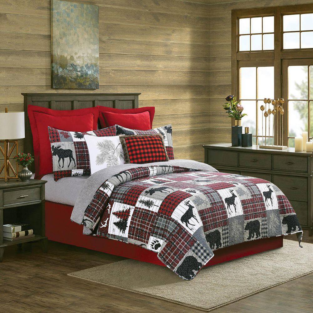 Red and Black Buffalo Check Christmas Throw Pillow Set