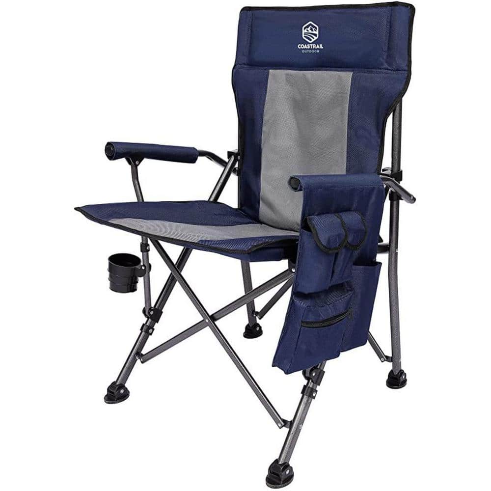 Afoxsos Navy Blue Outdoor Folding Camping Chair High Back Padded Lawn
