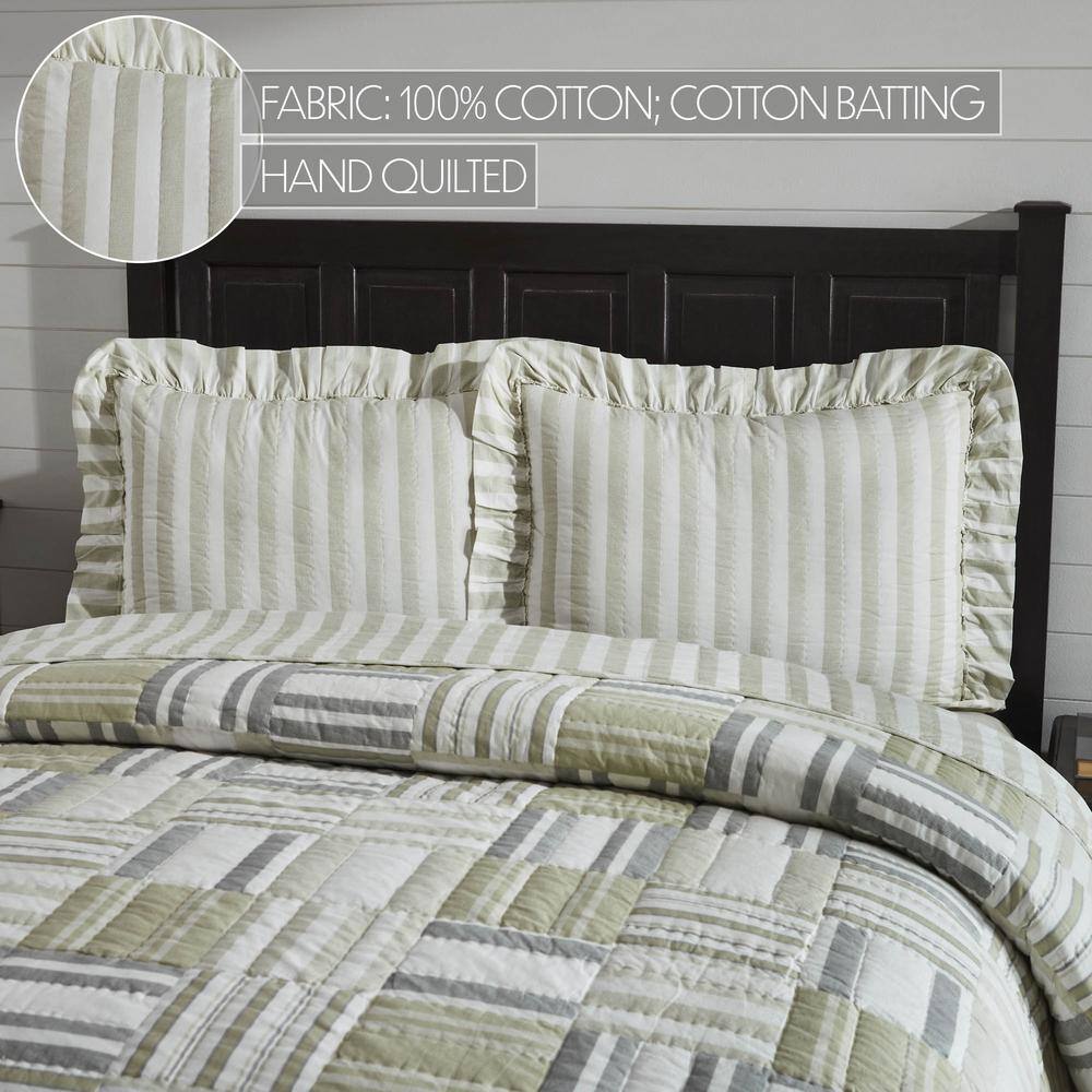 Soft White Cotton Ruffled Standard Sham with Stripes