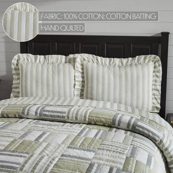 Farmhouse Euro Sham 26x26 Dorset Striped Ruffled Creme Tan Bedroom Dec –  VHC Brands Home Decor