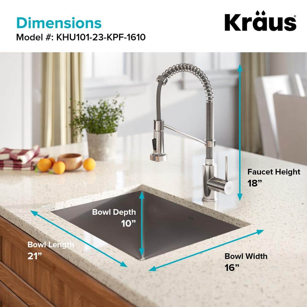 23" Matte Black Stainless Steel Undermount Kitchen Sink with Faucet