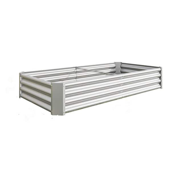 Unbranded 72 in. x 36 in. x 12 in. Silver Galvanized Steel Raised Garden Bed Rectangle Planter Box for Vegetables, Flowers, Herbs