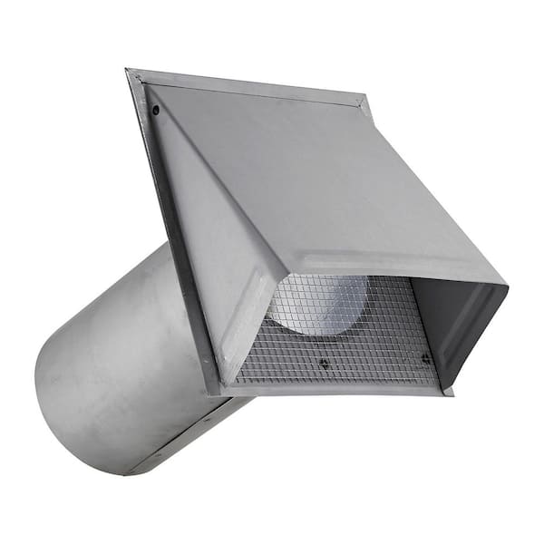 6-In. 26-Gauge Paint-Grade Galvanized Fresh Air Intake Vent with Wire Mesh Screen and 11-In. Pipe in Gray