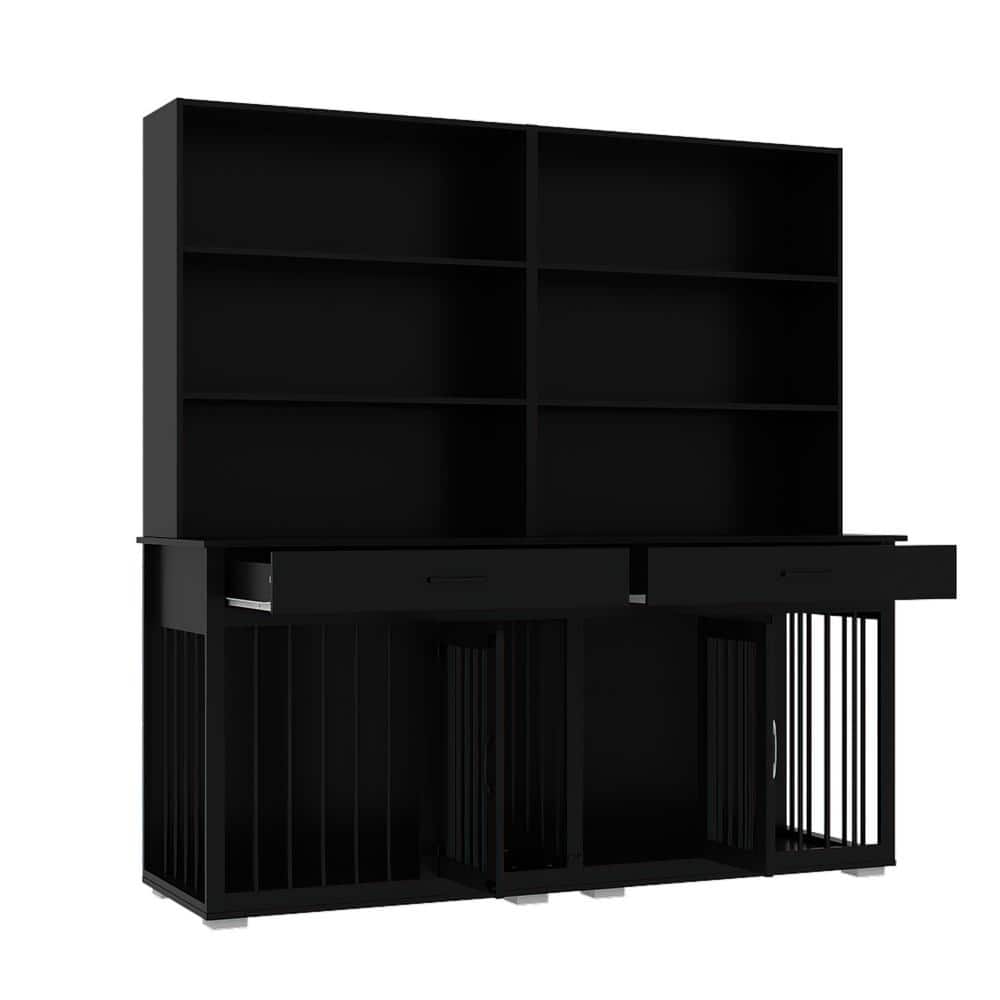 FUFU&GAGA Large Wooden Heavy Duty Dog Crate Storage Dog House Kennel with Wood 6Shelf