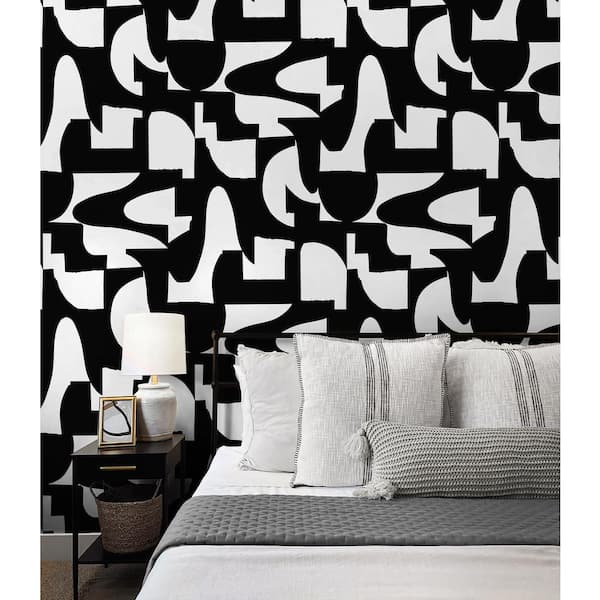 Ebony Organic Geometric Vinyl Peel and Stick Wallpaper Roll (31.35 sq. ft.)