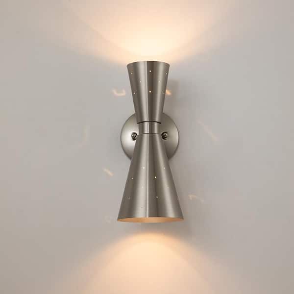 Selah 2-Light Sand Nickel Pinhole Horn Wall Sconce with Light Direction of Up and Down