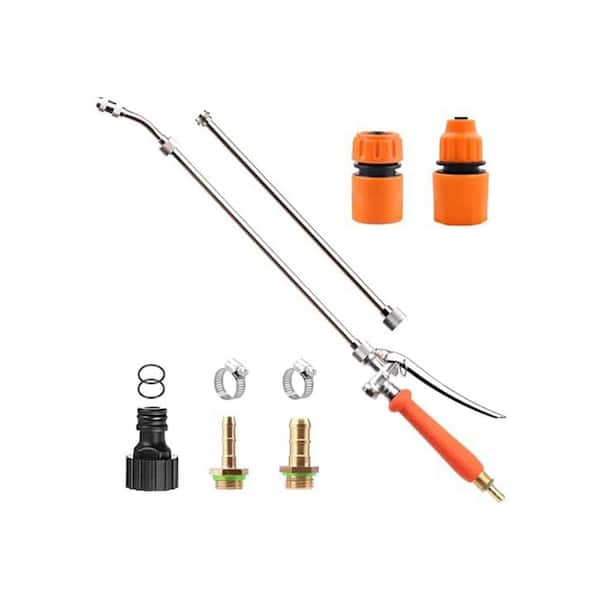 44 in. All Metal Adjustable Sprayer Wand Stainless Steel Built-In Shut Valve for Garden Hose with Brass Barbs Connector