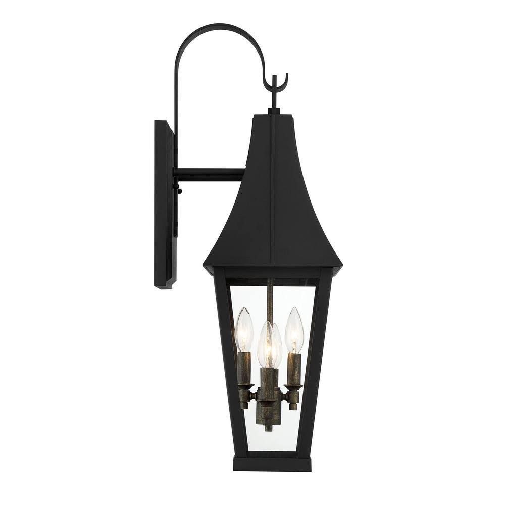 Black and Gold Glass 4-Light Dimmable Sconce