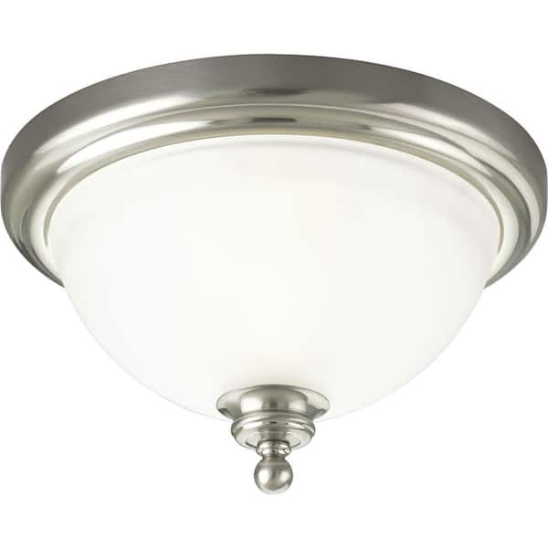 Progress Lighting Madison Collection 1-Light Brushed Nickel Flush Mount with Etched Glass