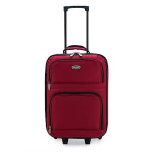 19.5 in. Red Carry-On Rolling Suitcase with Protective Foam Padding