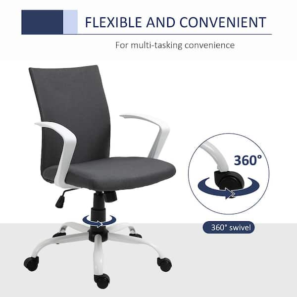 Vinsetto Ergonomic Mesh Office Chair with Lumbar Back Support Swivel Rocking Computer Chair with Adjustable Height and Armrests Grey