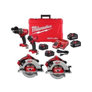 M18 FUEL 18-Volt Lithium-Ion Brushless Cordless Combo Kit Circular Saw Kit/Two 5.0 and Two 6.0 Batteries