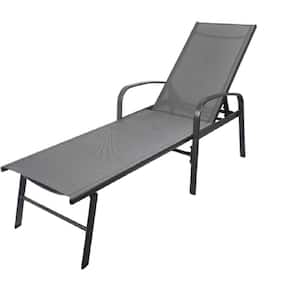 Outdoor Patio Gray Metal Outdoor Lounge Chair with Gray Cushion 1-Pack