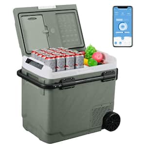 61 Qt. Portable Refrigerator Car Fridge Dual Zone Electric Cooler w/Wheels and Retractable Handle 12-Volt Fridge Outdoor