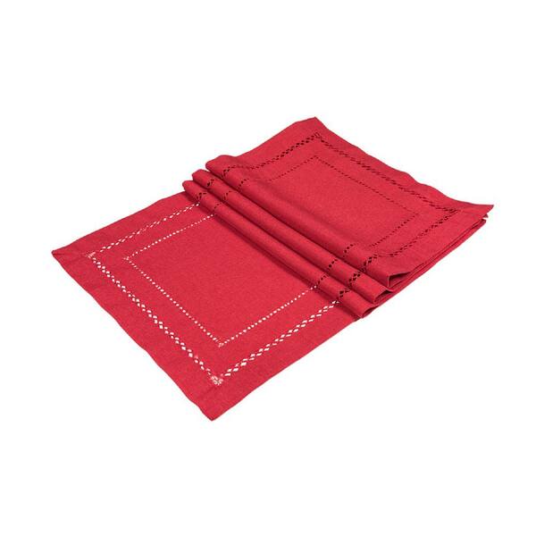 Xia Home Fashions 13 in. x 19 in. Handmade Double Hemstitch Easy Care Placemat in Red (4Set