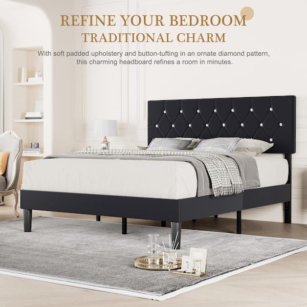 VECELO Queen Velvet Headboard Diamond Tufted 6 Heights 39.8