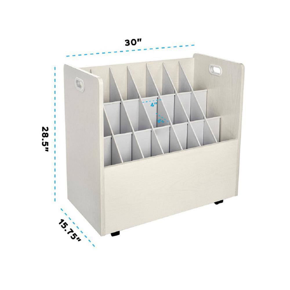 White Mobile Rolling Particle Board Blueprint Roll File Organizer