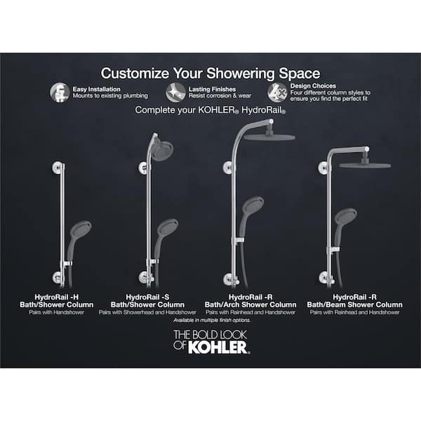 KOHLER HydroRail Shower Column for Beam Shower Arms in Polished Chrome