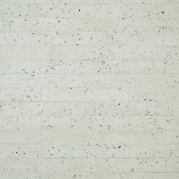 Ivy Hill Tile Fusion Brick Aquamarine 2.48 in. x 15.74 in. Natural Terrazzo Cement Subway Wall Tile (5.38 sq. ft./Case)