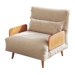 29.1 in. W Beige Cotton Linen Twin Size Single Sofa Bed