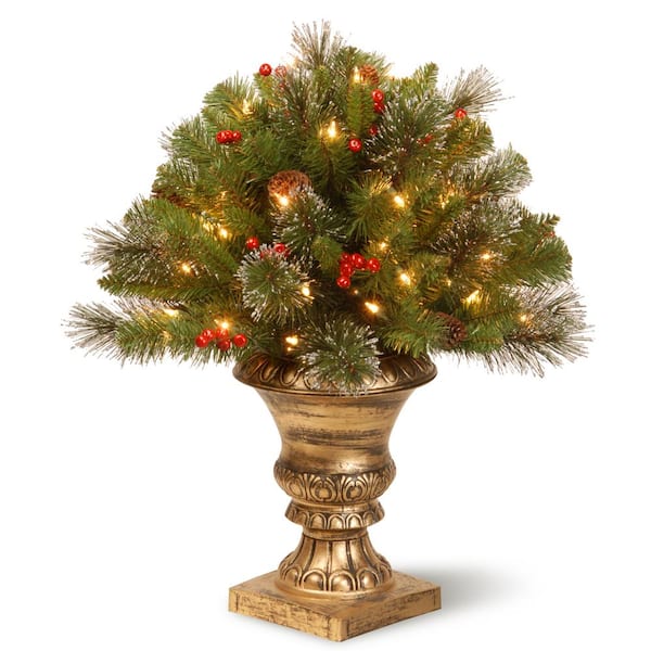 National Tree Company 2 ft. Crestwood Spruce Porch Artificial Bush with Clear Lights
