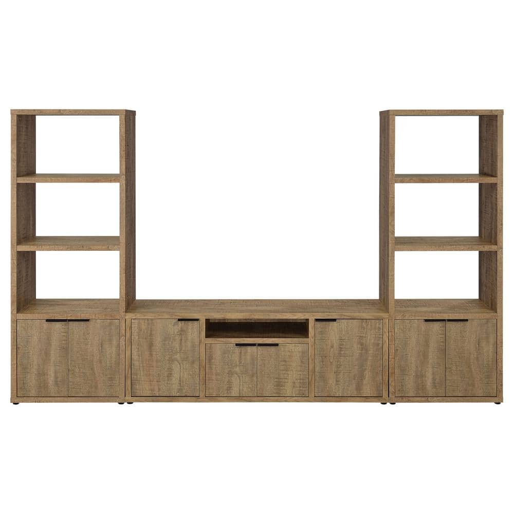 Rustic Mango Wood 3-Piece Entertainment Center with Storage