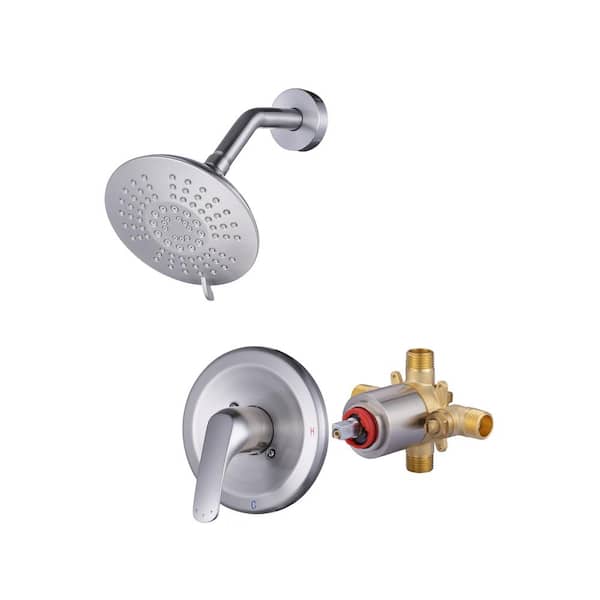 ARCORA Single Handle 5-Spray Shower Faucet 1.8 GPM with 6 in. Adjustable Heads in Brushed Nickel