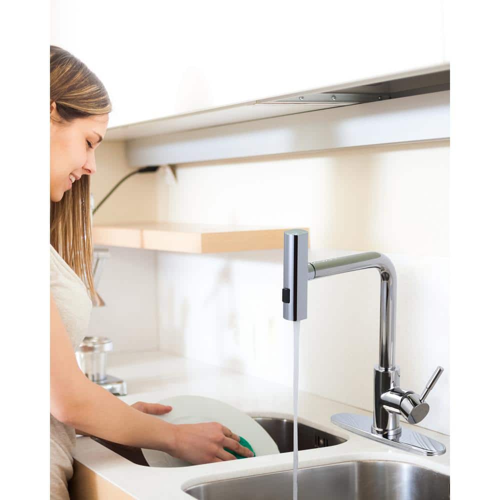 Polished Chrome Single Handle Pull Down Kitchen Faucet