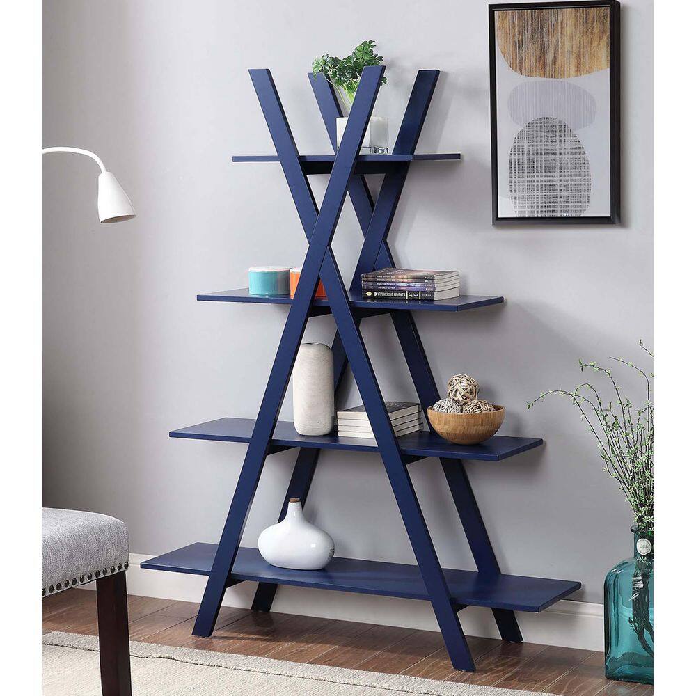 Oxford White 4-Tier Open Concept Ladder Bookshelf