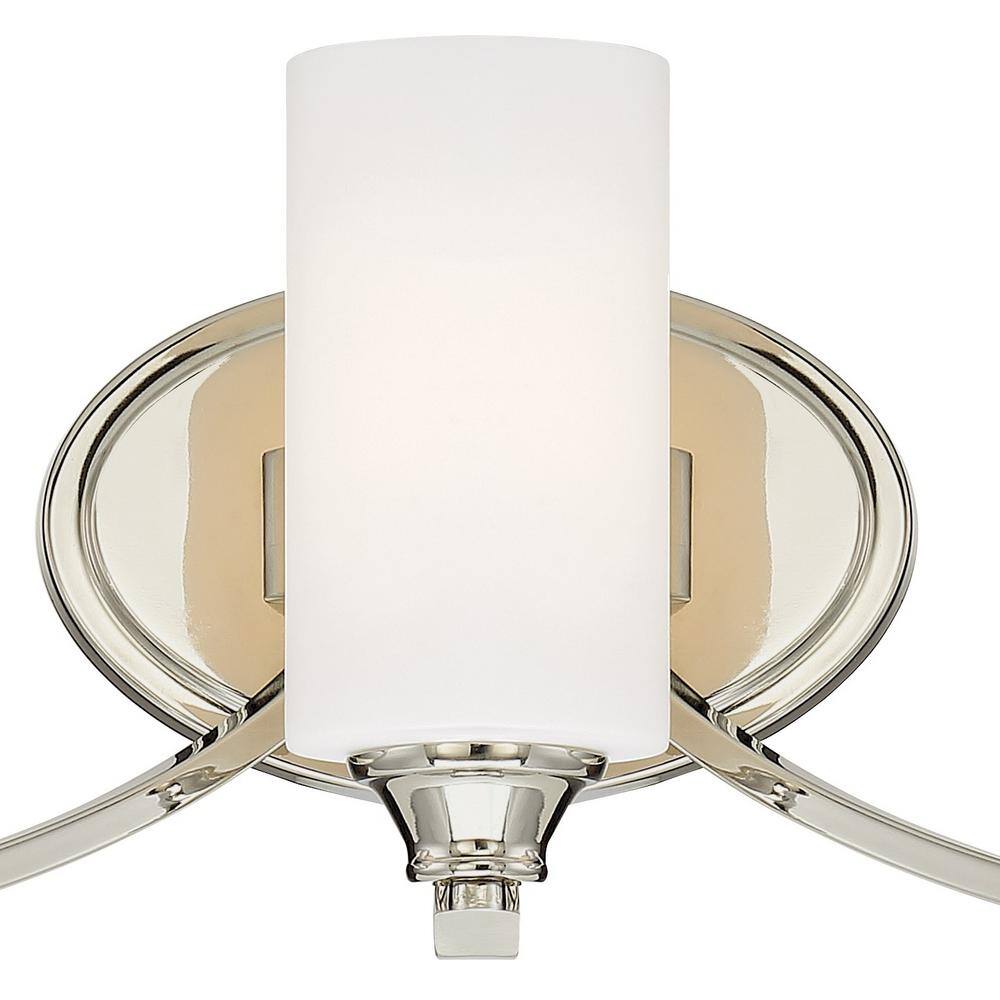 Elegant Polished Nickel 3-Light Bath Vanity with Etched Opal Glass Shades