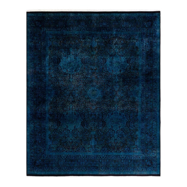 Overdyed Navy 8 ft. 2 in. x 9 ft. Wool Indoor Area Rug