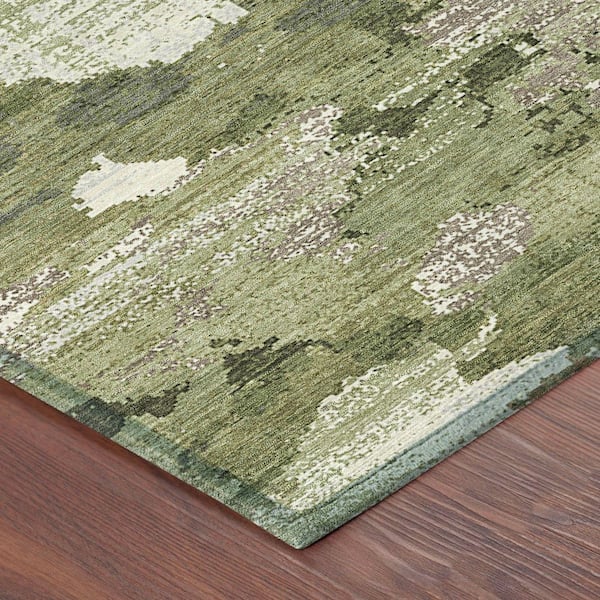 Chantille Machine Washable Indoor/Outdoor Abstract ACN2434 Olive 5 ft. x 7 ft. 6 in. Area Rug