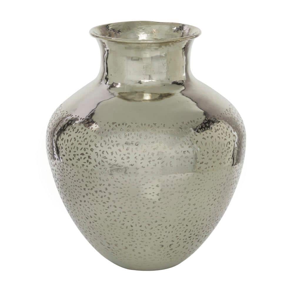 Elegant Silver Aluminum Bouquet Table Vase 15.5"