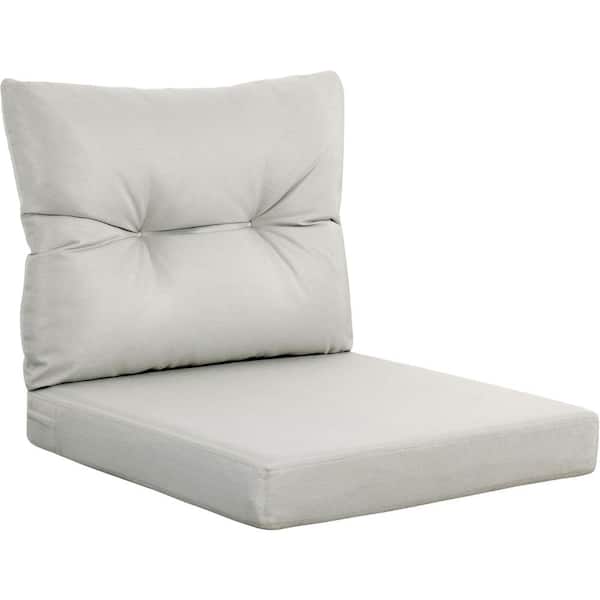 YEFU 24 in. x 24 in. Light Gray Outdoor Double Waterproof Tech Deep Seat Cushion Set