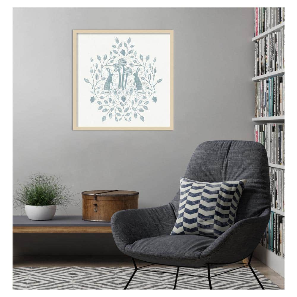 Svelte Natural Framed Rabbits and Mushrooms Graphic Art Print