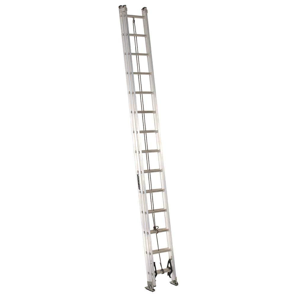 LOUISVILLE 28-FOOT FIBERGLASS EXTENSION LADDER, 300-POUND LOAD CAPACITY,  W/CABLE HOOKS V-RUNG FE3228-E03