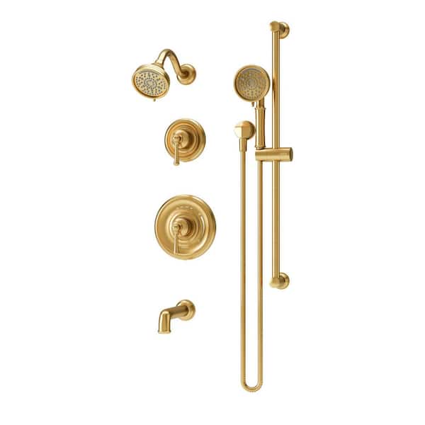 Braston HydroMersion Double Handle Tub and Shower Trim Kit with Hand Spray in Brushed Bronze (Valve Not Included)
