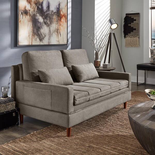 earthquake on time Hypocrite HomeSullivan 58.2 in. Square Arm Fabric Upholstered Straight Convertible  Sofa in Gray 40E991GF-STE - The Home Depot