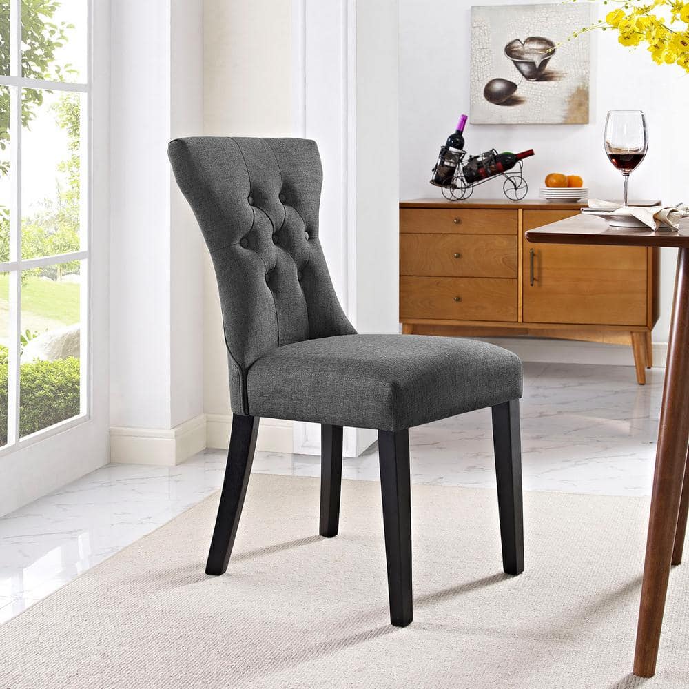 Elegance Whisper High-Back Parsons Side Chair in Gray Faux Leather
