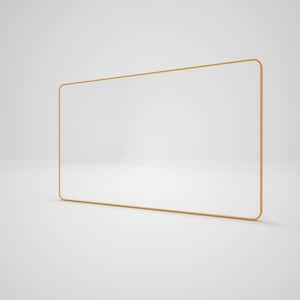 60 in. W x 36 in. H Rectangular Framed Wall Bathroom Vanity Mirror in Brass