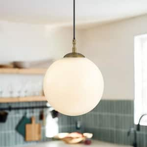 Evie 1-Light Opal Lunar Globe Morden Geometric Pendant Light