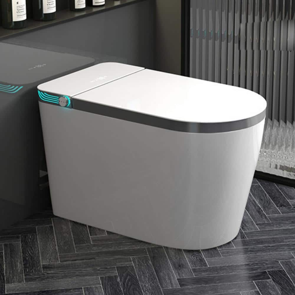 One-Piece 1.32 GPF Single Flush Elongated Smart Toilet in Gray with Seat Heating and Automatic Flush -  EPOWP, LX-MT-13-2