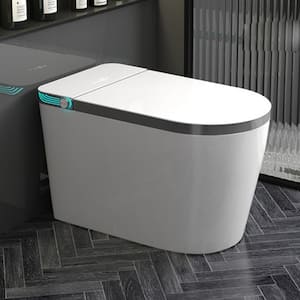 One-Piece 1.32 GPF Single Flush Elongated Smart Toilet in Gray with Seat Heating and Automatic Flush