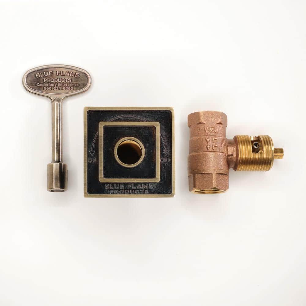Blue Flame Square Universal Gas Valve Flange and 3 in. Key with 1/2 in. Quarter Turn Straight