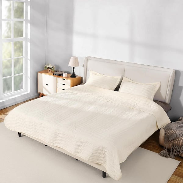 King Quilt Set 3-Piece Lightweight Comforter Microfiber with 1 Quilt and 2 Pillow Shams for All Season 2025 update