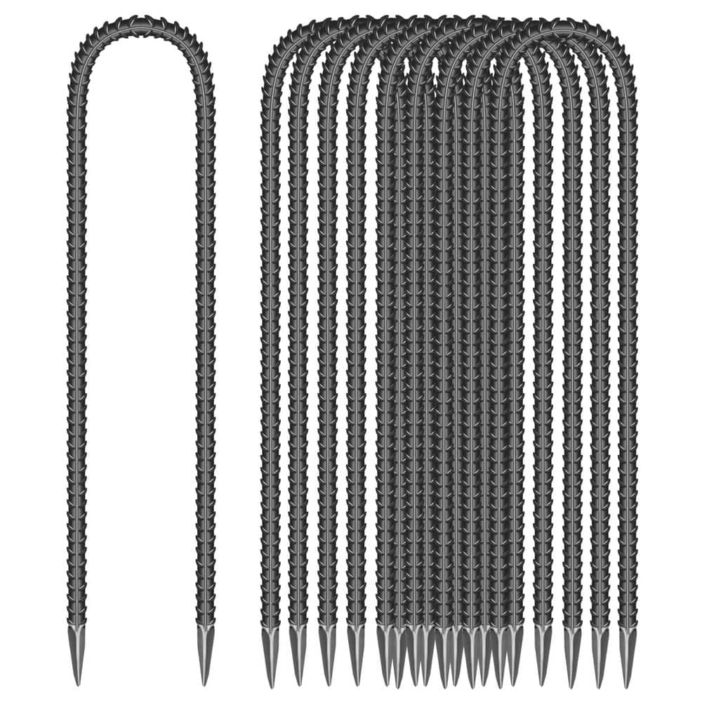 16 in. Galvanized Steel U Shape Garden Ground Stakes for Tents, Position Kits, Fences, and Trampolines, Black (10-Pack) price history on PriceWatchPro