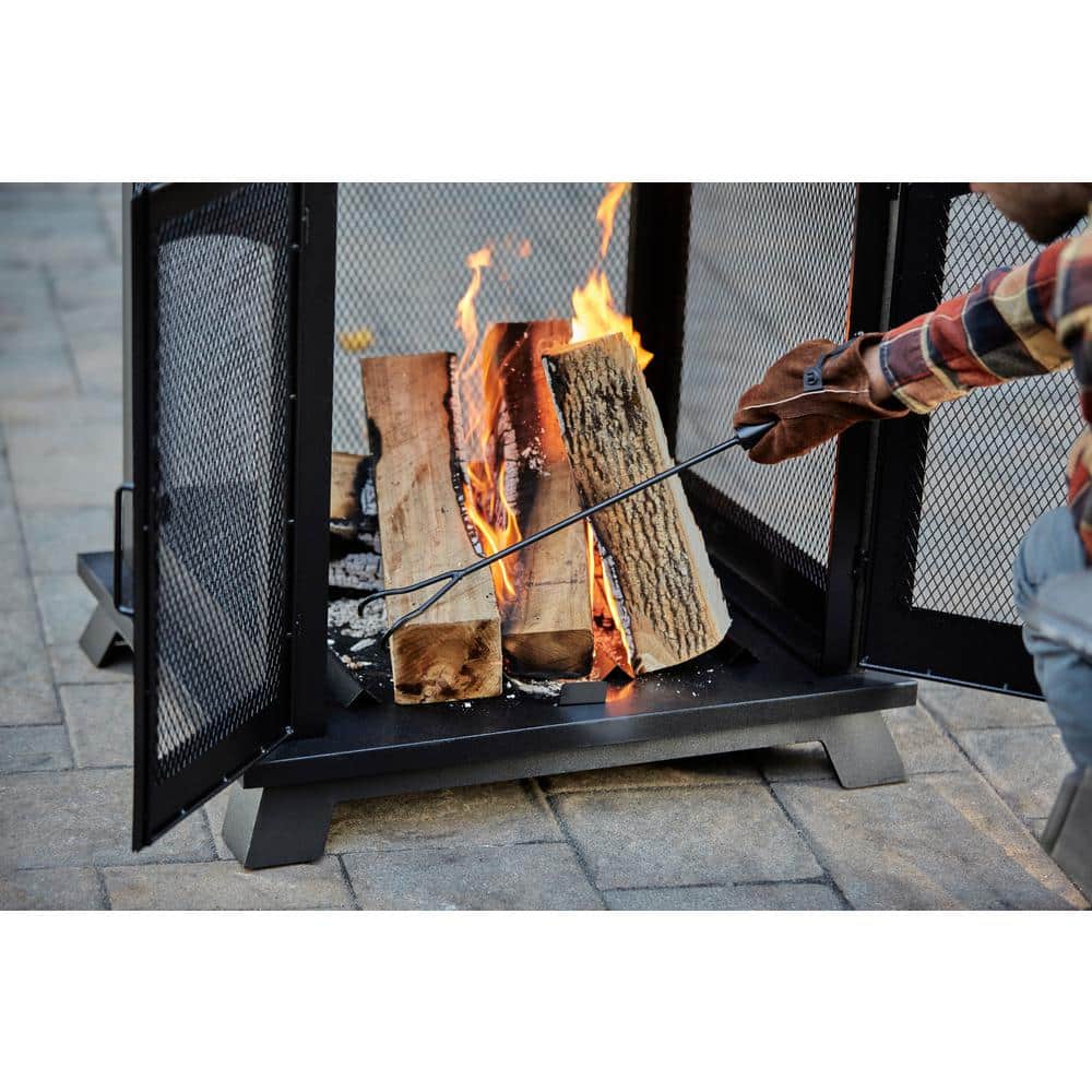 Black Steel 45" Wood Burning Outdoor Chimenea