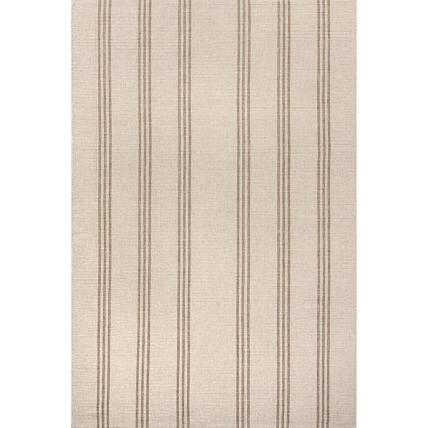 Lauren Liess Hawthorn Striped Wool Ivory 10 ft. x 14 ft. Indoor/Outdoor Patio Rug